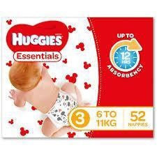 Huggies Essentials Nappies Size 3 Crawler 6-11kg 52pk