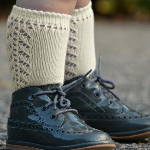 Side Openwork Knee High Socks