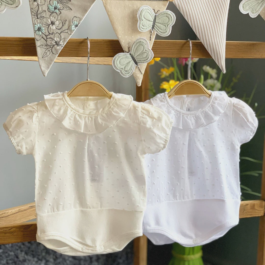 Calamaro Frill Romper - Natural - 24m