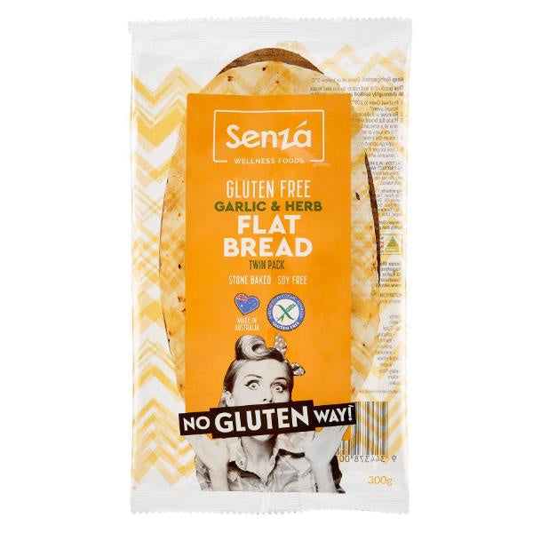 Senza Garlic & Herb Flat Bread Gluten/Free 2pk