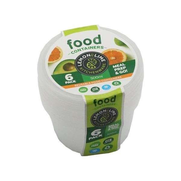 Disposable Food Containers 6 pk Round 500ml