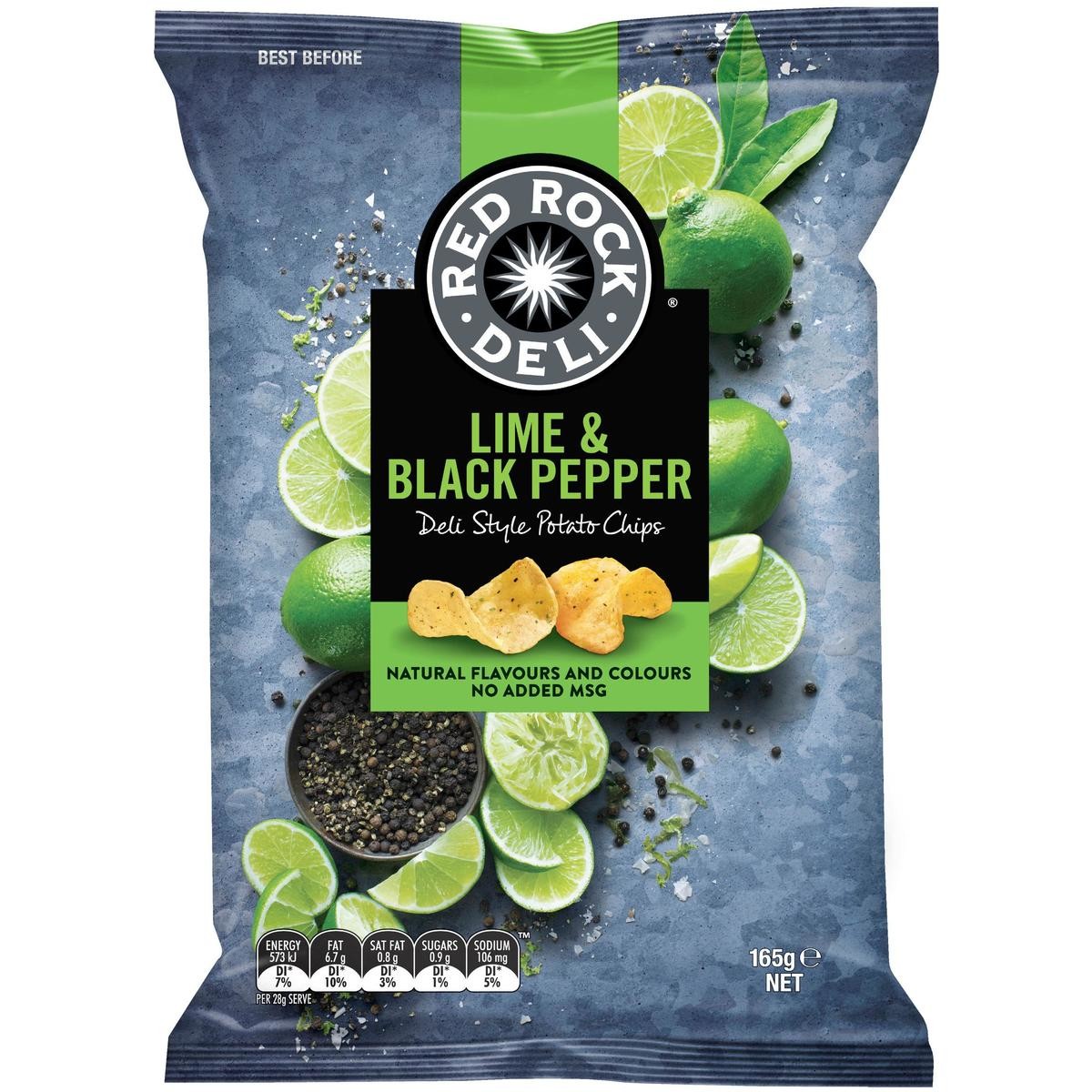 Red Rock Deli Chips Lime and Pepper 165g