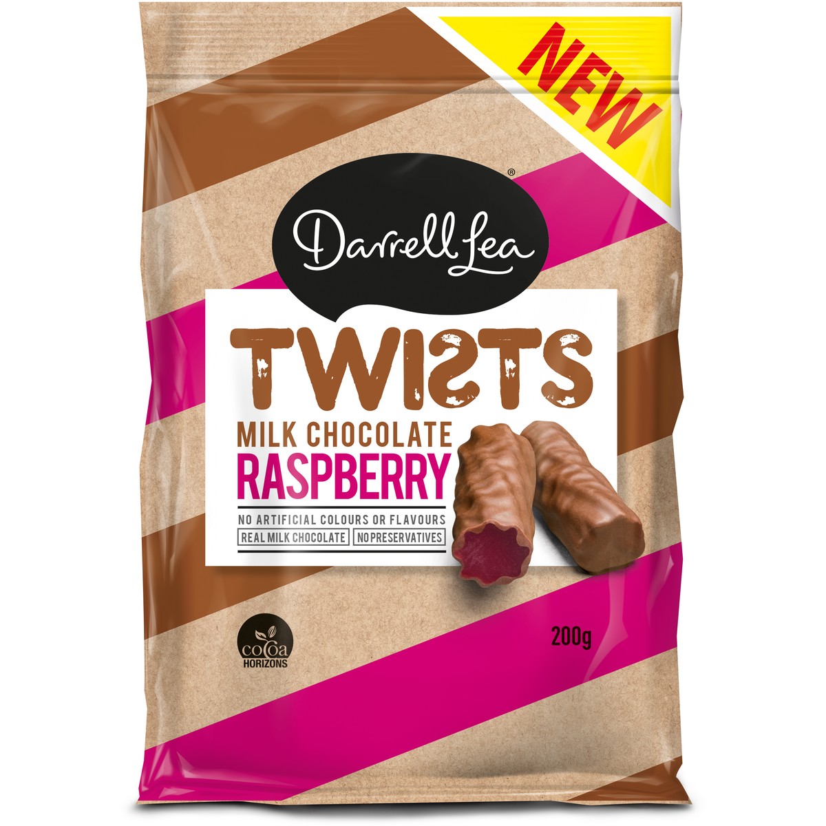 Darrell Lea Milk Choc Raspberry Twists 200g