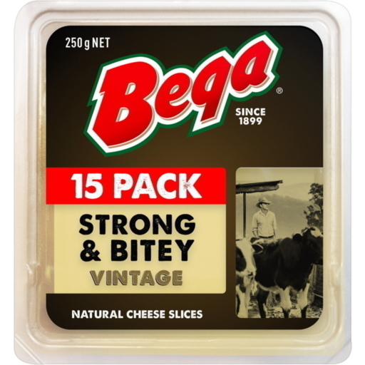 Bega Strong & Bitey Cheese Slices 15 pack 250g