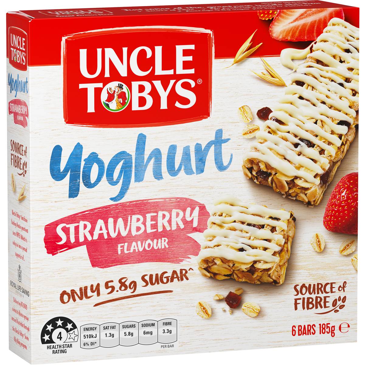 Uncle Tobys Yoghurt Strawberry Muesli Bars 6pk 185g