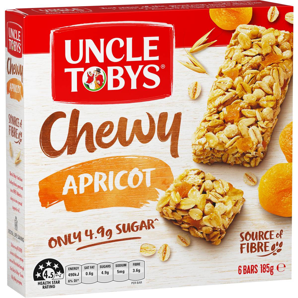 Uncle Tobys Muesli Bars Chewy Apricot Chip 6pkt