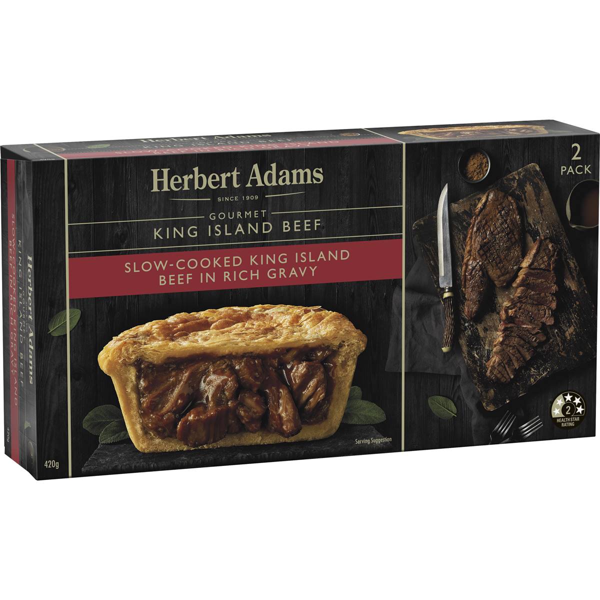 Herbert Adams Pies King Island Beef 420g 2pk