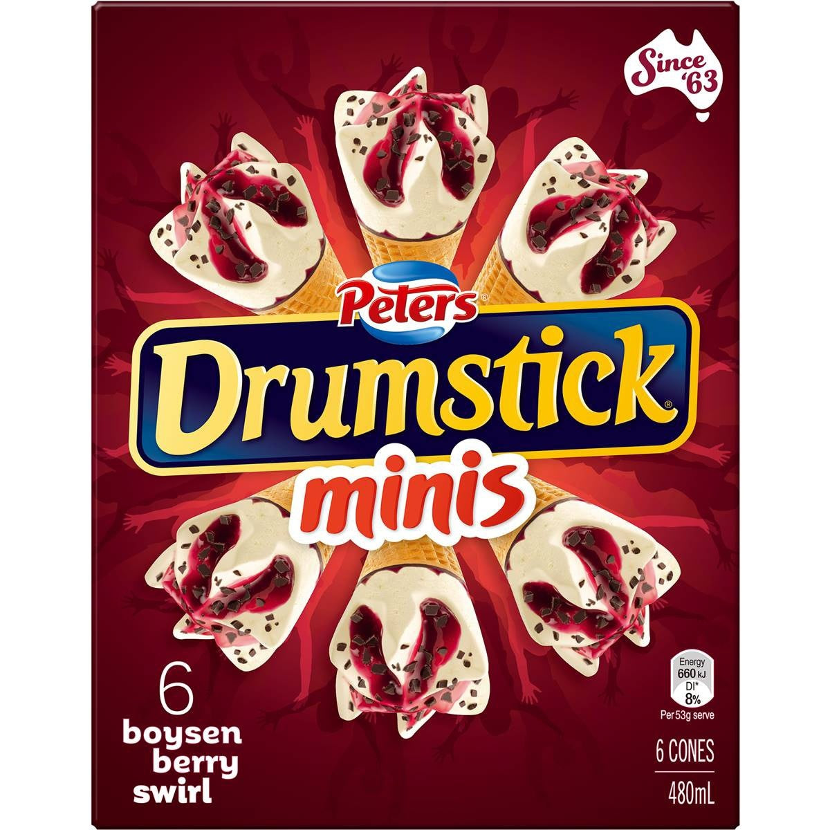 Peter's Drumstick Mini Boysenberry Swirl 6pk 490ml