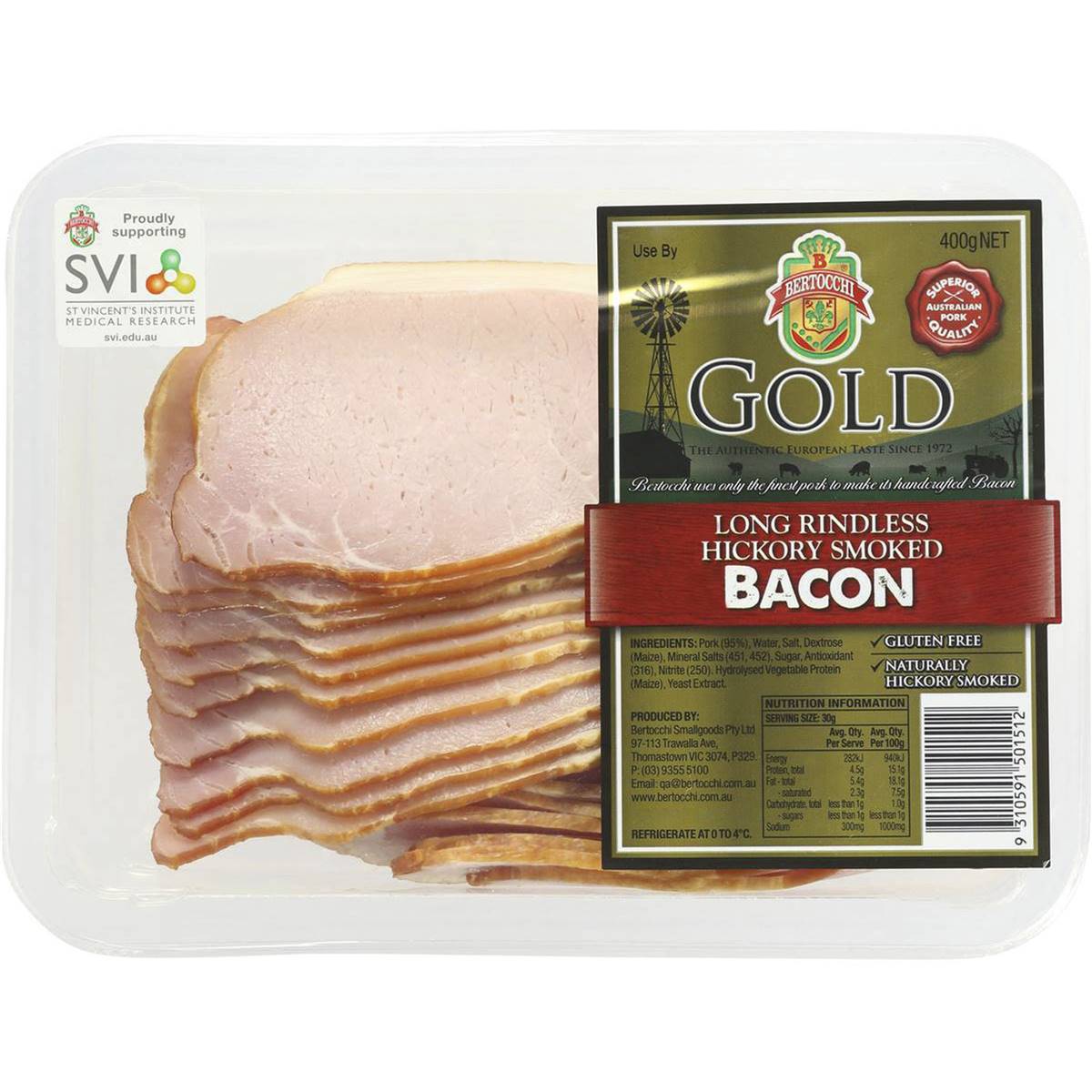 Bertocchi Gold Long Rindless Bacon 400g