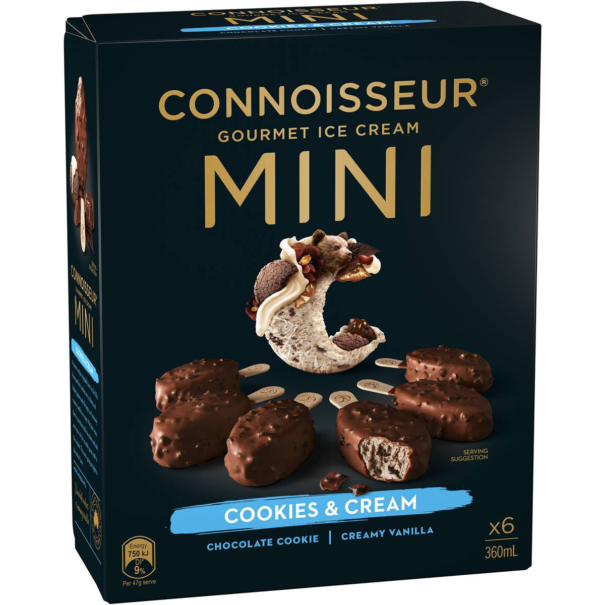 Connoisseur Cookie & Cream Mini Icecreams 6pk