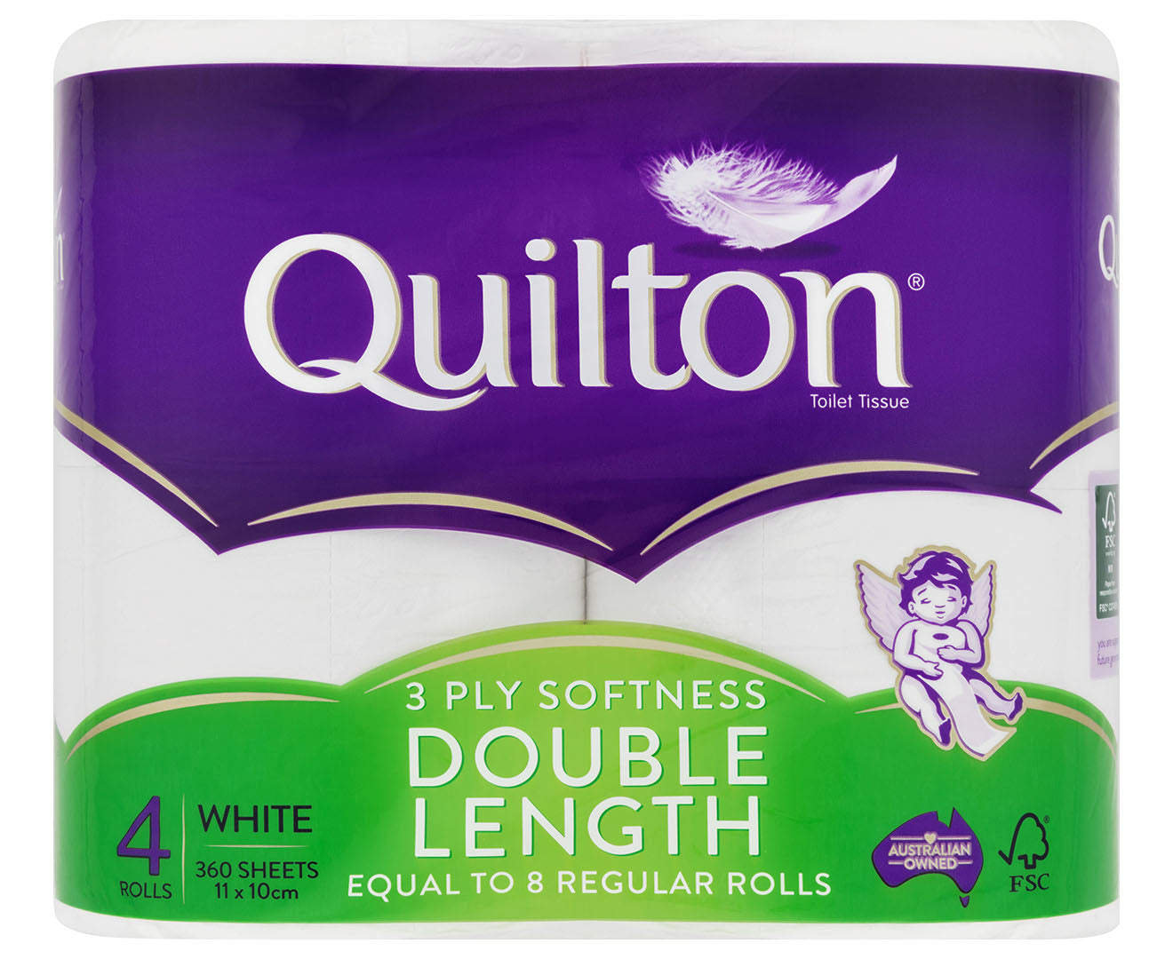 Quilton Double Length Toilet Tissue 3Ply 4pk