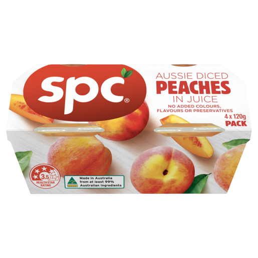 Spc Diced Peaches In Juice 4pk 480g