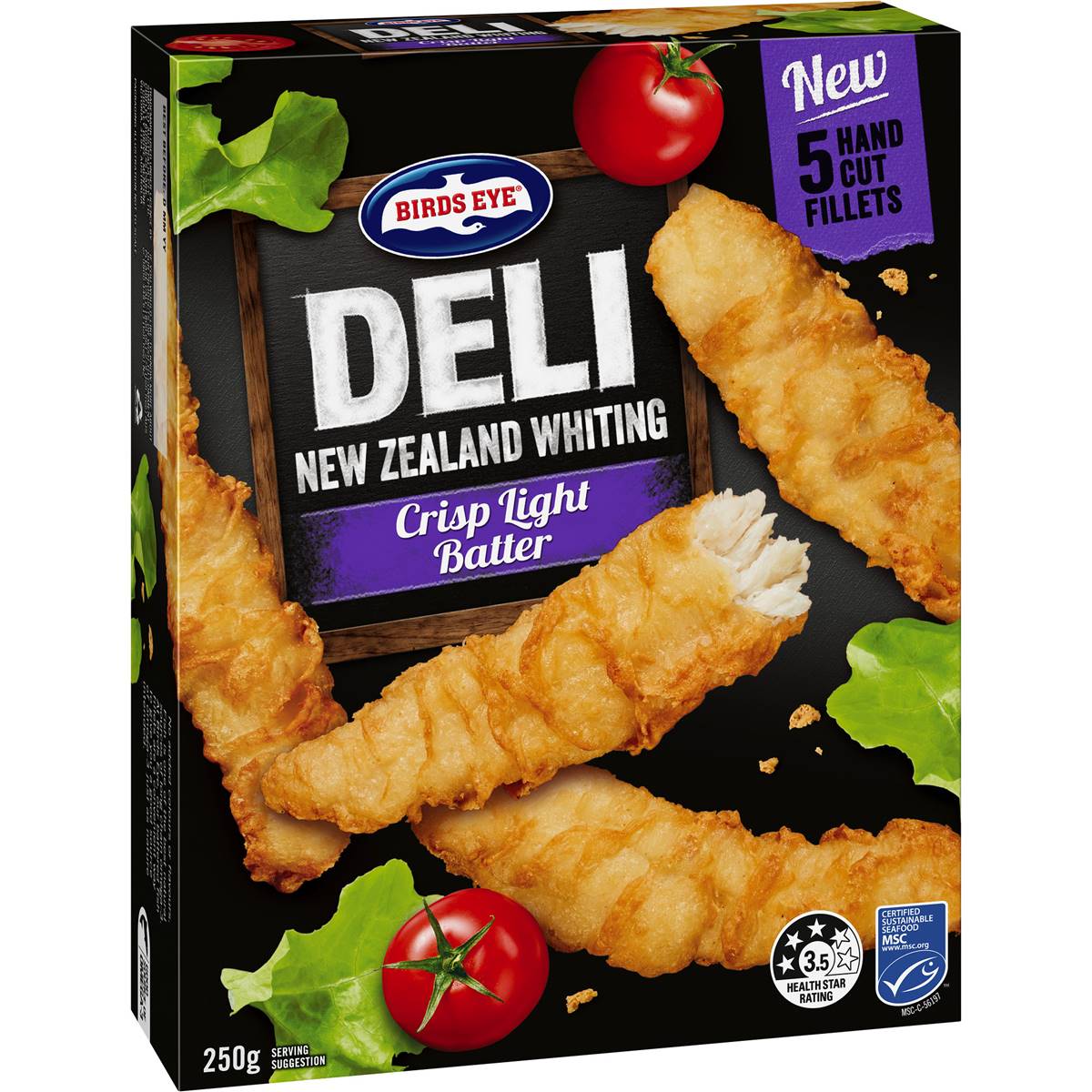 Birds Eye Deli New Zealand Whiting Crisp Light Batter Fillets 250g