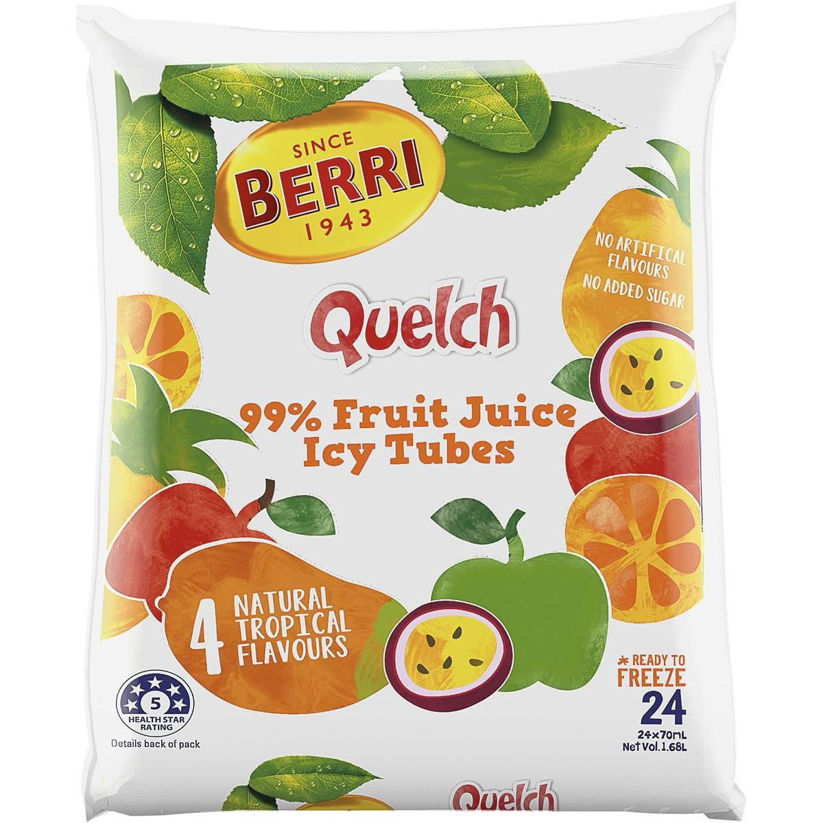 Berri Quelch Fruit Juice Icy Tubes 24pk