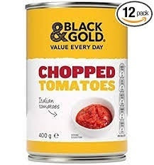 Black & Gold Chopped Tomatoes 400g