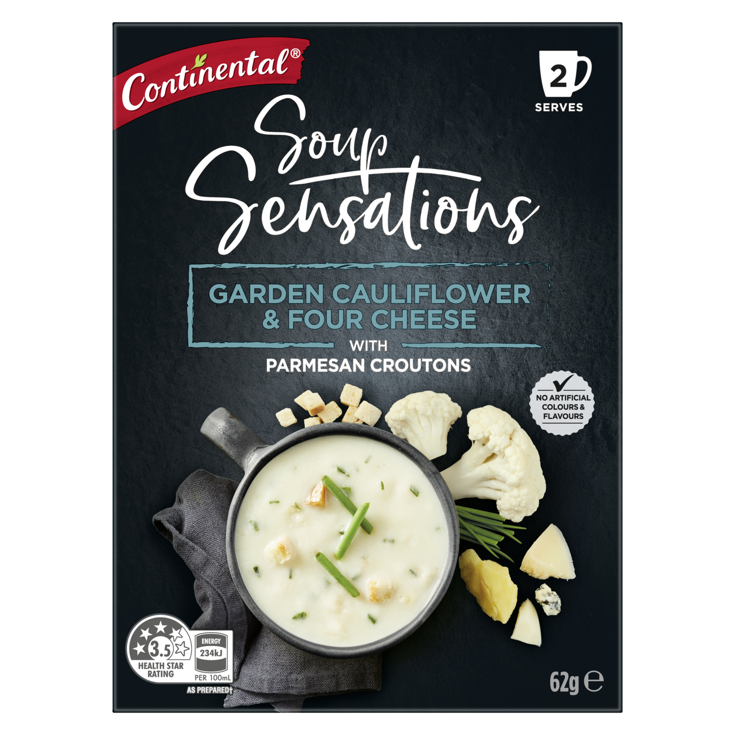 Continental Soup Sensations Garden Cauliflower & Four Cheese With Parmesan Croutons 62g