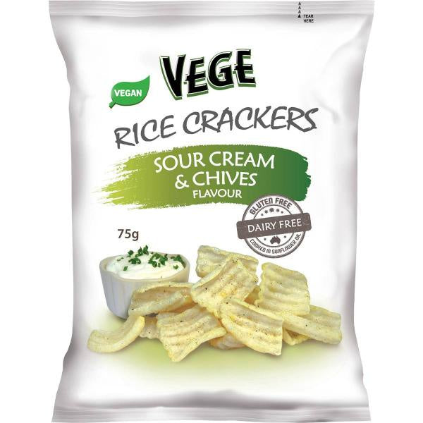 Ajitas Vege Rice Crackers Sour Cream & Chives 75g