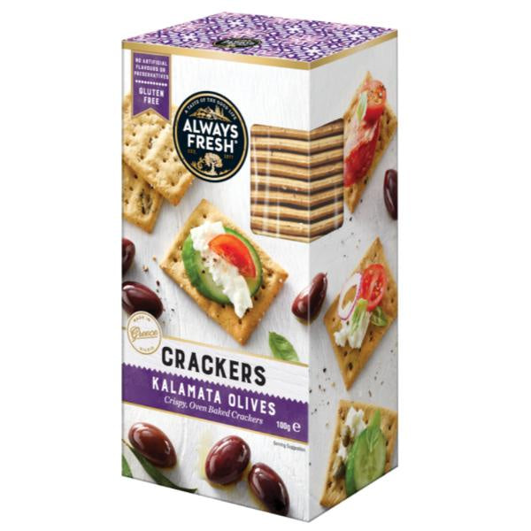 Always Fresh Crackers Kalamata Olives 100g