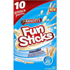 Arnott's Fun Sticks Vanilla 10 Snack Packs 180g