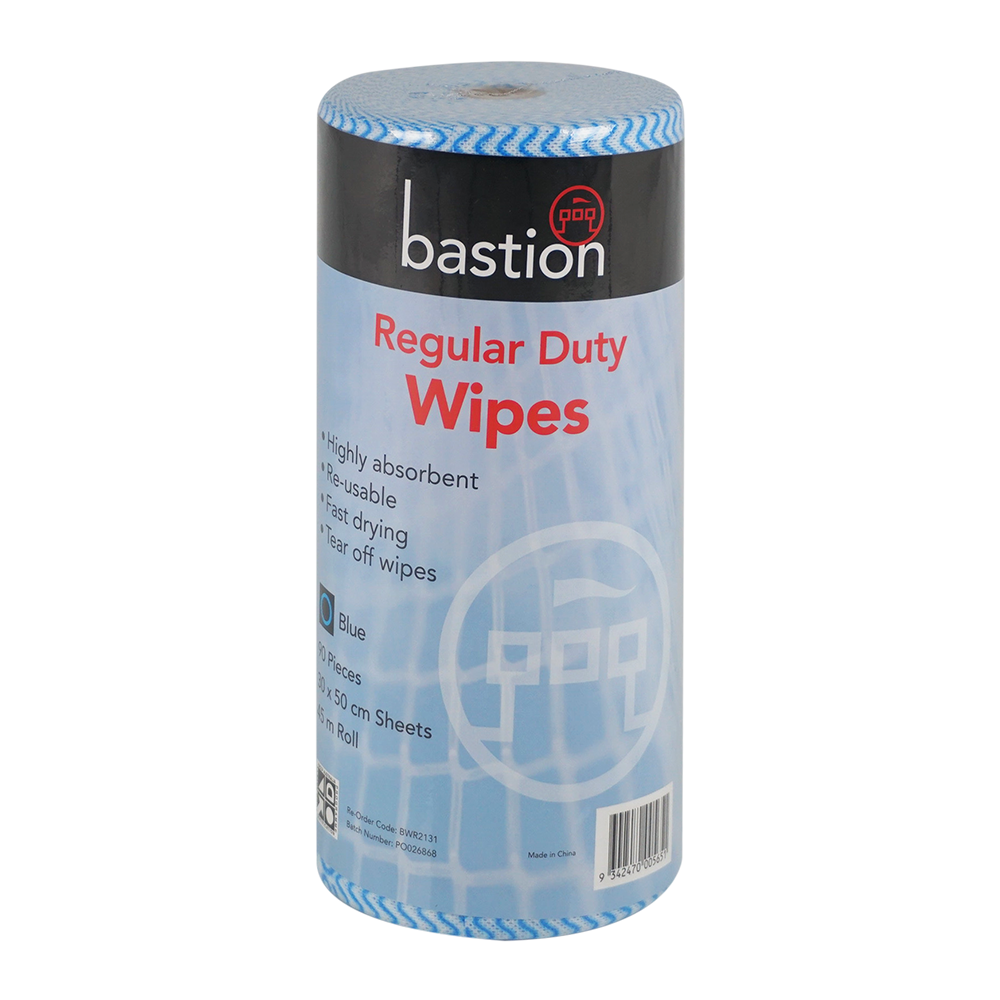 Bastion Regular Duty Wipes Blue 45m 90pcs