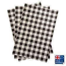 Black Gingham Printed Greaseproof Paper 200x300mm x 10pk