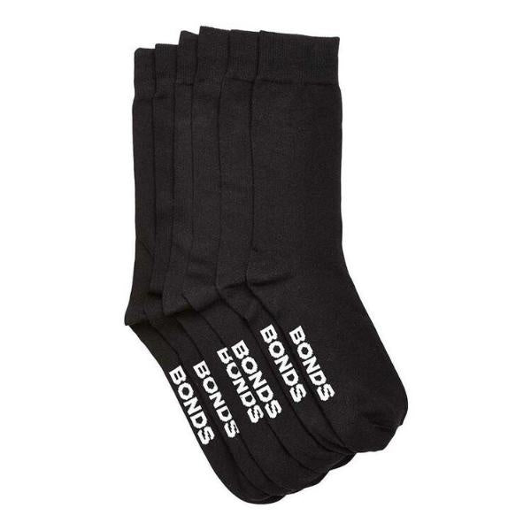 Bonds Mens Oxford Crew Black Socks 3Prs