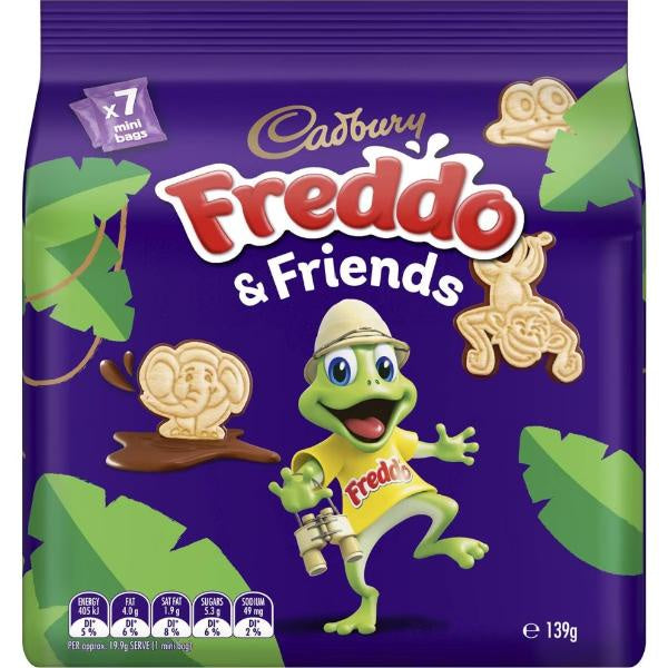 Cadbury Freddo & Friends Choc Dipped Biscuits Mini Bags 7pk