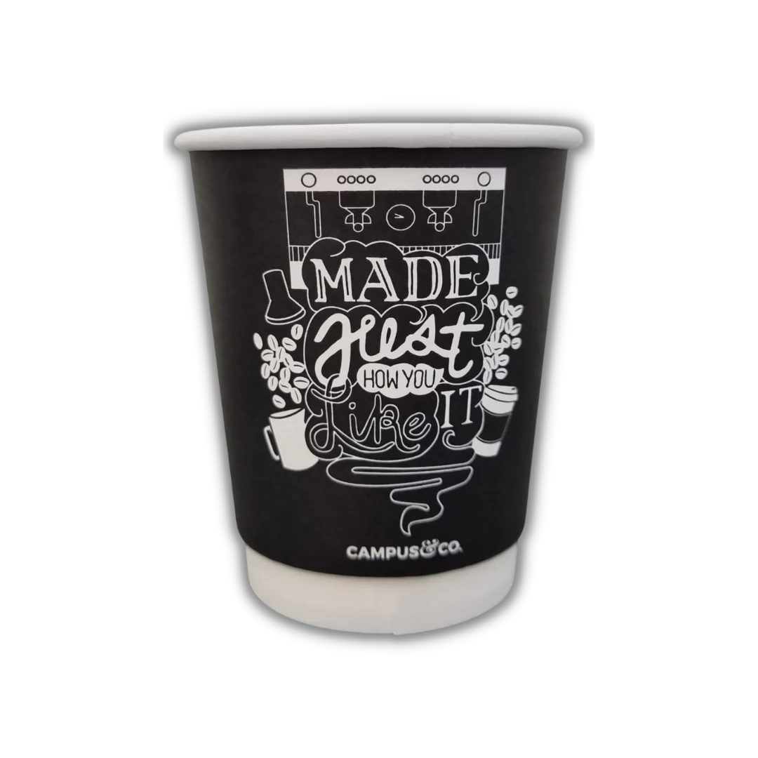 Campus&Co Coffee Cup Double Wall Like It Design on Black 8oz 25/sleeve