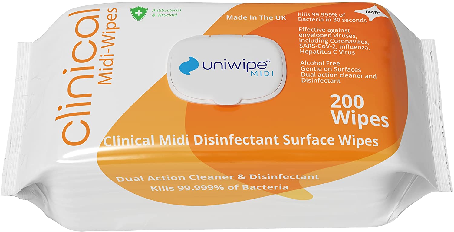 Clinical Midi Wipes 200x200mm 200 sheets/Pack