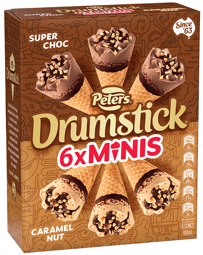 Peter's Drumstick Mini Mixed Super Choc & Caramel Nut 6pk 480ml