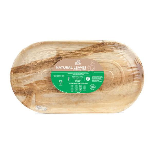 Eco Soulife Palm Leaf Medium Serving Tray 3 pk