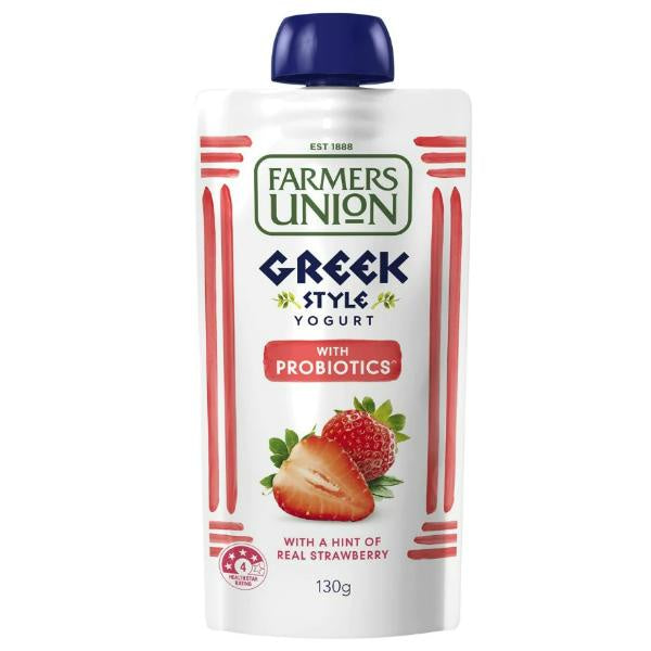 Farmers Union Greek Yoghurt Pouch Strawberry 130g