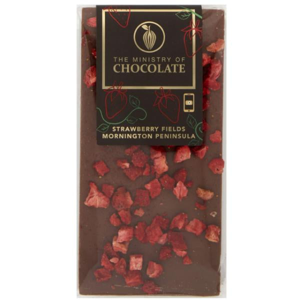 MOC Milk Chocolate Strawberry Fields Bar 100g