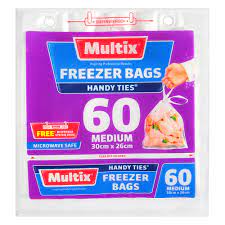 Multix Freezer Bag Handy Ties Medium 60pk