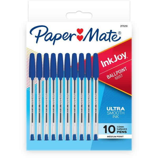 Papermate Inkjoy 100ST Ballpoint Pen Blue 10pk