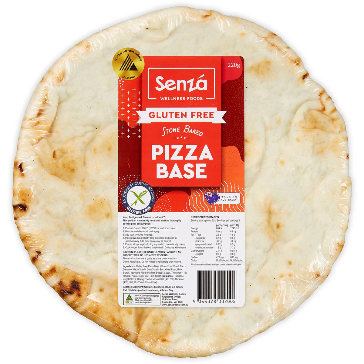 Senza Gluten Free Pizza Base 220g