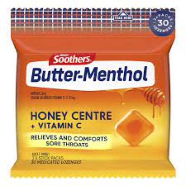 Soothers Butter-Menthol Honey Centre 3pk