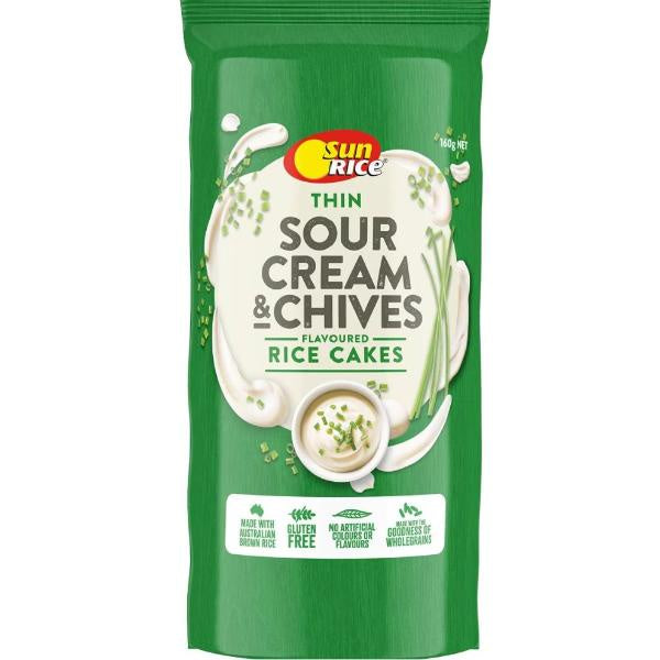 Sun Rice Thin Rice Cakes Sour Cream & Chives 160g