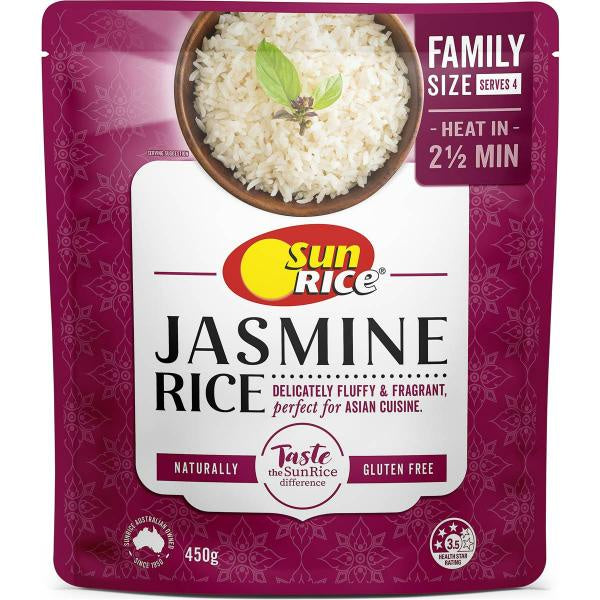 Sunrice Microwave Fragrant Jasmine Rice Family 450g