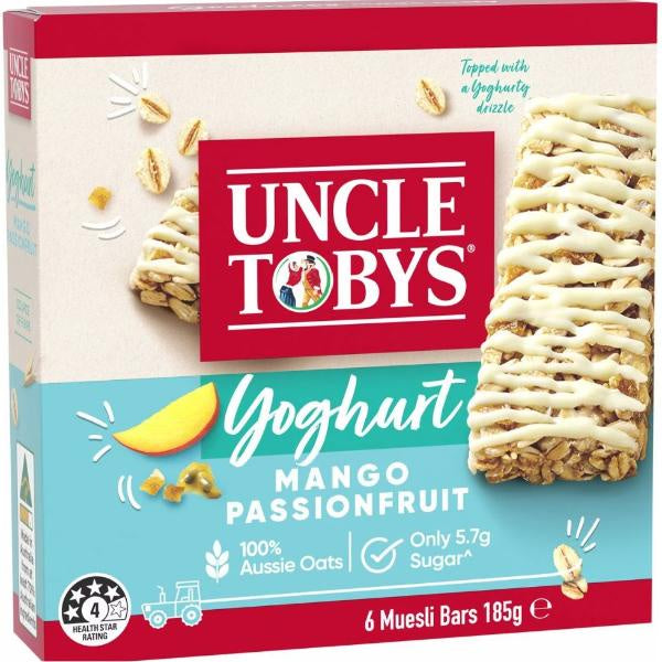 Uncle Tobys Mango & Passionfruit Yoghurt Drizzle Muesli Bars 6pk 185g