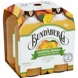 Bundaberg Tropical Mango Sparkling Drink 375ml x 4pk