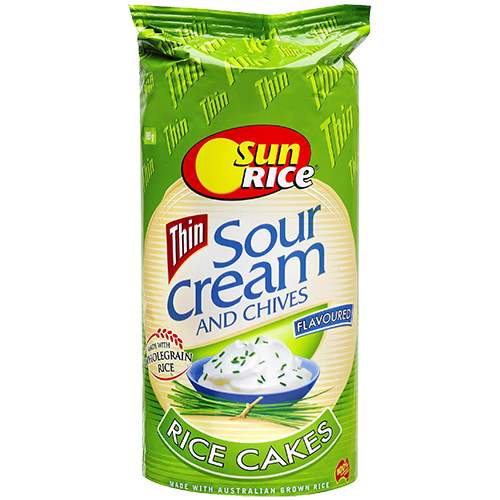 Sun Rice Thin Rice Cakes Sour Cream & Chives 195g